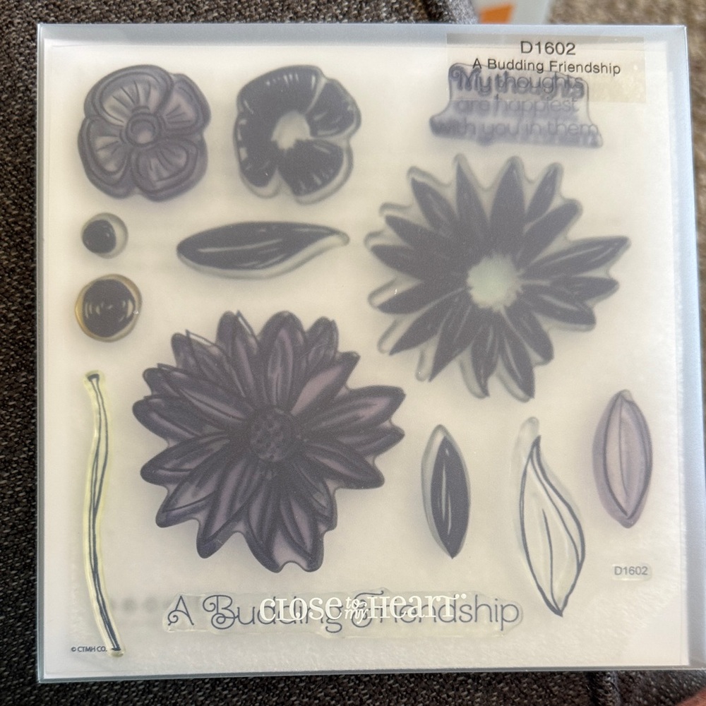 Floral Clear Stamp Set with Purple-Tinted Flower Images